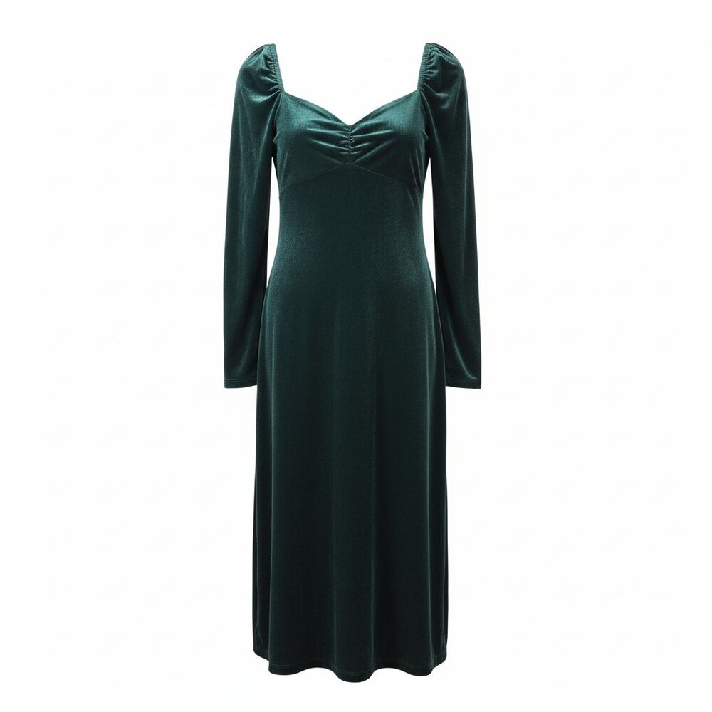 NWT Boden Emerald Green Velvet Midi Dress Long Sleeve Sweetheart Party Size 2
